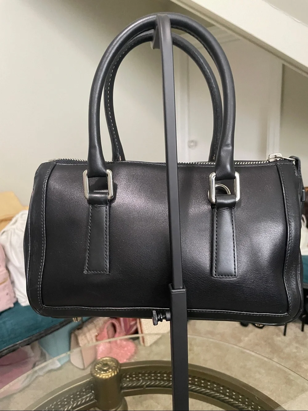 Vintage 1990s NWOT Coach Black Leather Barrel Satchel with Silver Hardware - Picture 3 of 9